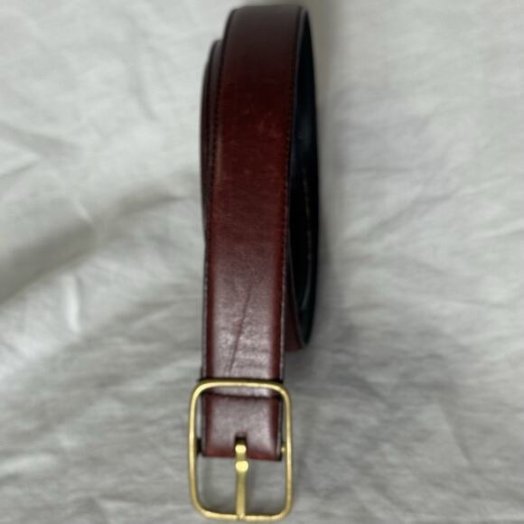 Vintage Men’s Leather Belt Solid Brass Buckle Brown 40 Unbranded Classic 90s - Picture 4 of 9